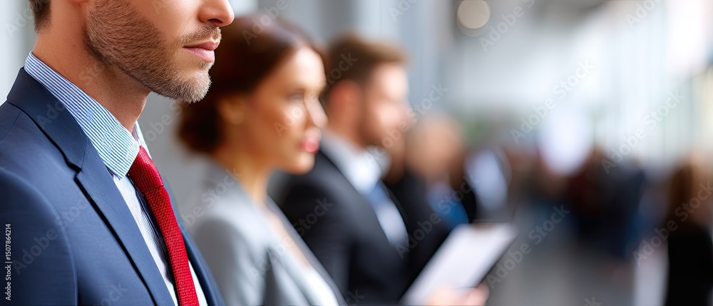 Poster business networking motivation concept. business professionals engaged in conversation or networking