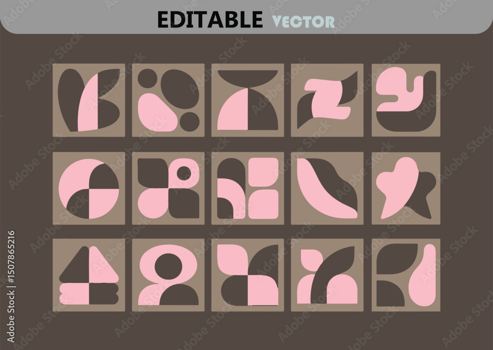 Poster abstract geometric shapes in squares with retro color palette vector illustration for backgrounds pa