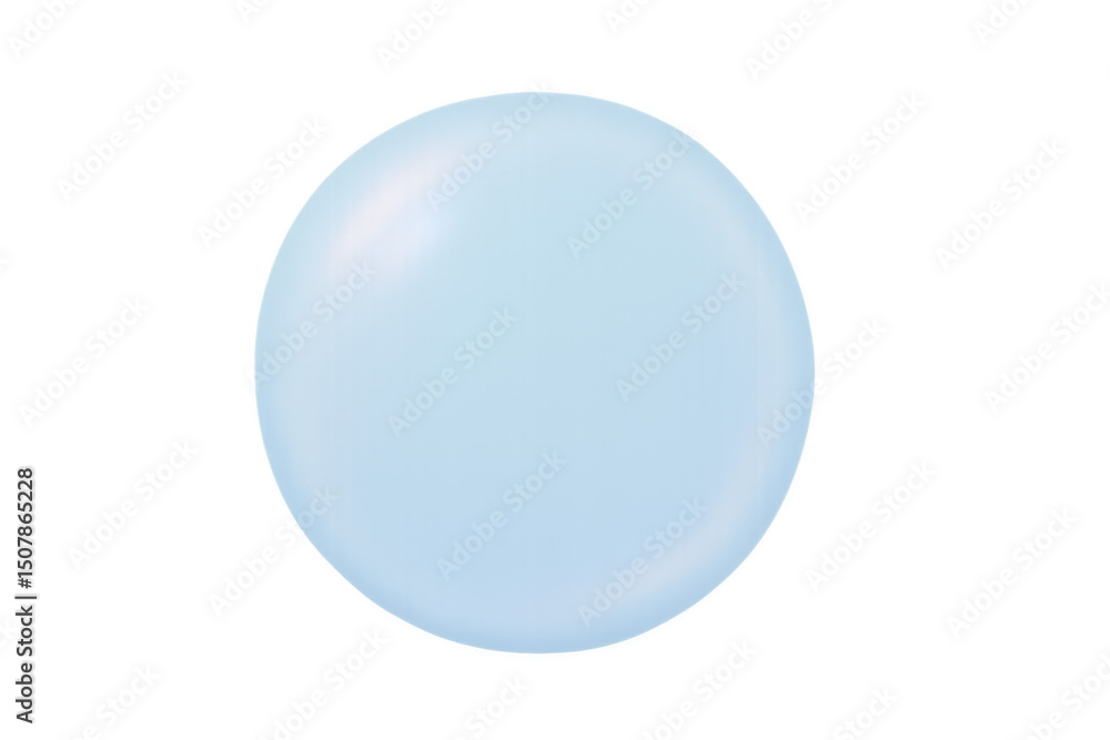 Poster light blue sphere hovering weightlessly, casting soft shadow on transparent backdrop, suitable for g