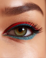 Obraz premium closeup glamorous eye makeup with colorful eyeliner