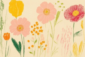 手描きの花柄の背景イラスト