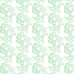 Elegant green floral ornament pattern seamless design on white background for decorative purposes
