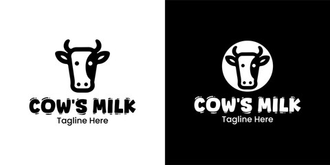 Cows Milk Logo Design Dairy Cow Milk Logo for Food Branding