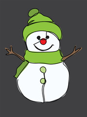 Snowman in continuous line drawing style