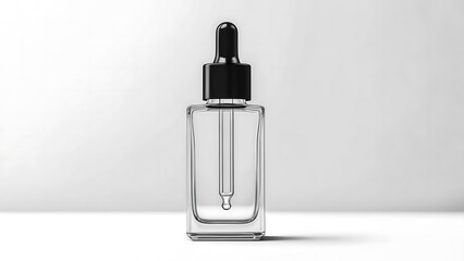 Photorealistic Dropper Bottle Mockup with Custom Label on Minimal Surface