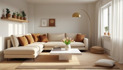 Futuristic Technology Illustration with Global Network and Geometric Shapes