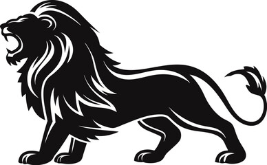 Roaring Lion Black Silhouette Vector