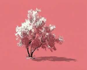 Fototapeta premium Pink Tree on Coral Background