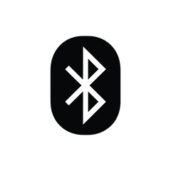 Isolated black bluetooth symbol in oval shape on white background for communication tech