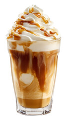 PNG A glass of coffee caramel macchiato Shake with whip cream beverage drink refreshing.