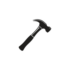 Isolated Claw Hammer Tool, Black Silhouette on Transparent Background for Projects