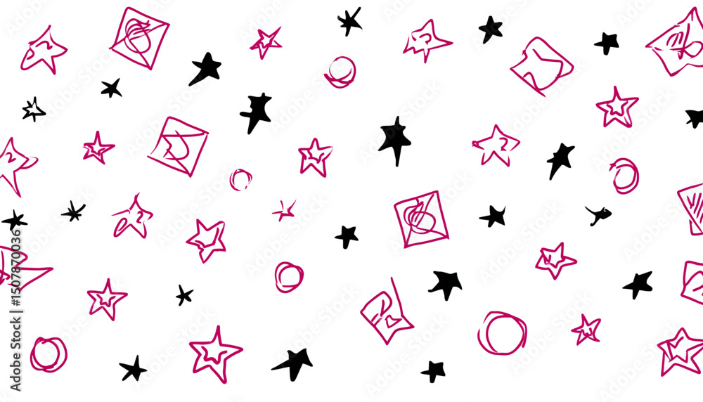 Poster hand drawn sticker and doodle vector set � minimal linear design with stars and copy space for poste