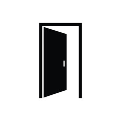 Opened Doorway Silhouette On Transparent Background In Black And White Color