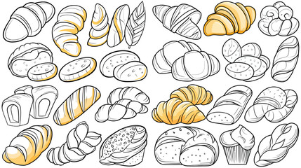 Watercolor Bakery Illustrations - simple vector, isolated on white background   - 