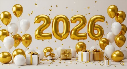 Happy new year 2026 text illustration 