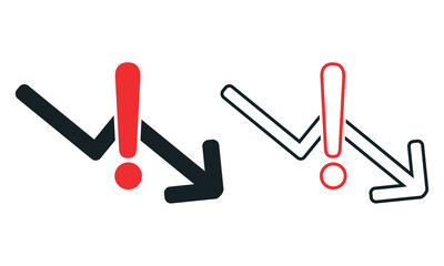 Downtrend warning icon. Illustration vector