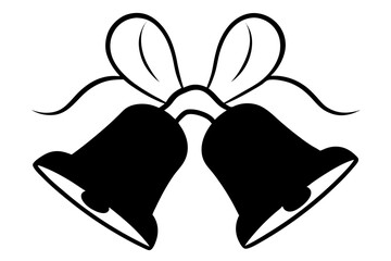 Bells with Ribbon Silhouette Vector Illustration for Festive Decoration Design