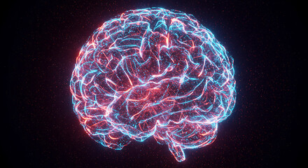 Obraz premium Abstract Glowing Human Brain Neural Network AI Artificial Intelligence Technology Concept