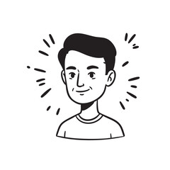 Simple Line Art Illustration of a Smiling Man's Avatar