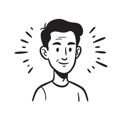 Vector Illustration of a Man's Face Simple Outline Avatar