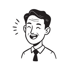 Joyful Man Avatar Vector Outline Illustration