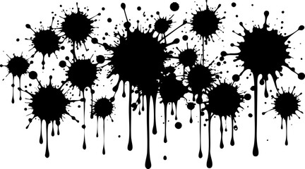 Grunge black ink splatter texture design elements
