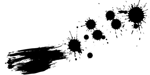 Grunge black ink splatter texture design elements
