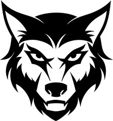 Fierce wolf head silhouette icon in modern flat design, great for tech, gaming, or sports branding.