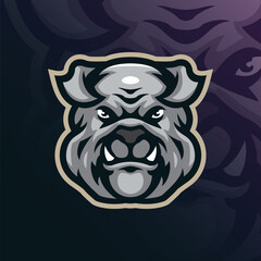 Bulldog mascot logo with modern illustration concept style for badge, emblem and t shirt printing. Dog head illustration.
