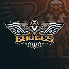 Eagle mascot logo with modern illustration concept style for badge, emblem and t shirt printing. Angry eagle illustration.