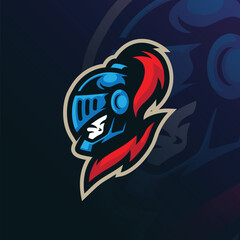Knight mascot logo with modern illustration concept style for badge, emblem and t shirt printing. Knight head illustration for sport team.