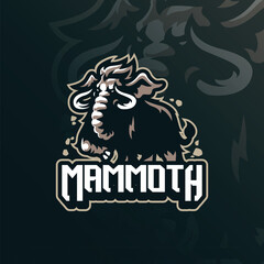 Mammoth mascot logo with modern illustration concept style for badge, emblem and t shirt printing. Mammoth illustration for sport team.
