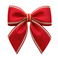 Red bow with gold and white trim, elegant decorative ribbon for gifts or celebration