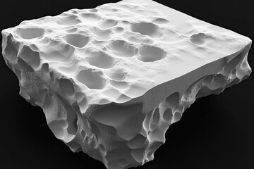 A white, porous rock-like block