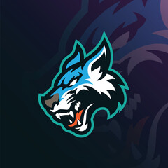 Wolf mascot logo with modern illustration concept style for badge, emblem and t shirt printing. Angry wolf head illustration.