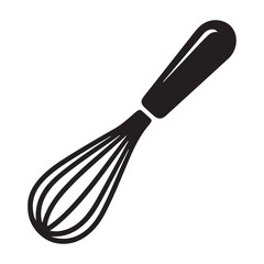 Balloon whisk for mixing and whisking flat vector icon for cooking apps and websites. Vector black silhouette. with white background
