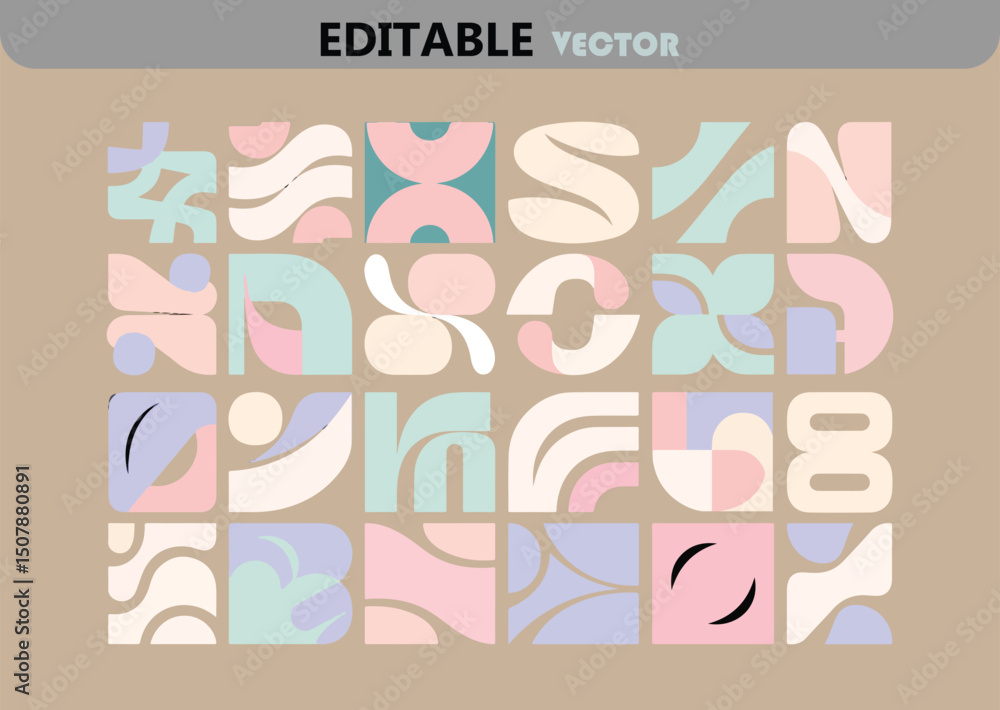 Poster abstract geometric shapes pattern with pastel colors in a grid layout modern design vector illustrat