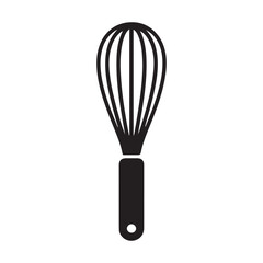 Balloon whisk for mixing and whisking flat vector icon for cooking apps and websites. Vector black silhouette. with white background