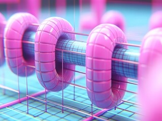 Abstract 3D shapes in pink and blue