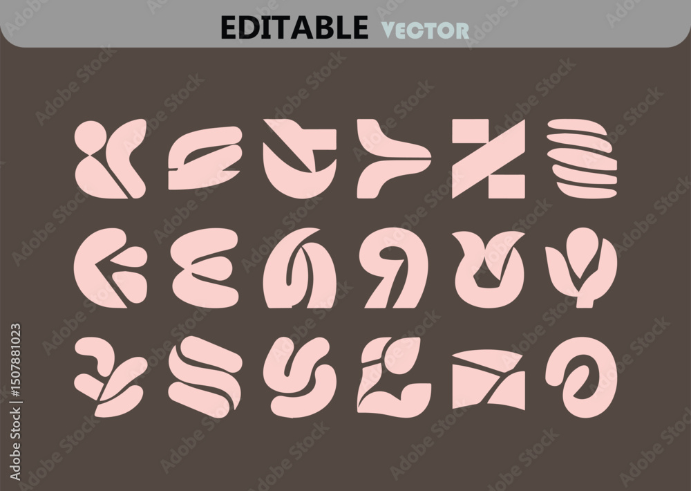 Poster abstract vector collection of organic shaped geometric elements for logo design branding decoration 