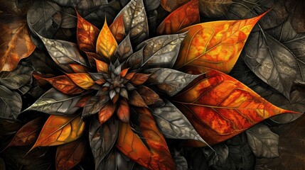Abstract autumnal floral design
