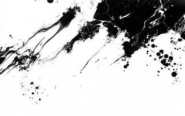 Abstract black and white ink splatter