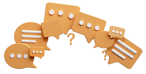 Yellow minimalist speech bubbles talk icons. Concepts of communication, conversations, and social media messages.