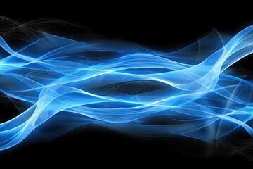 Abstract blue swirling lines on black background