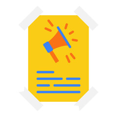 Announcement Poster with Megaphone Illustration on Yellow Background