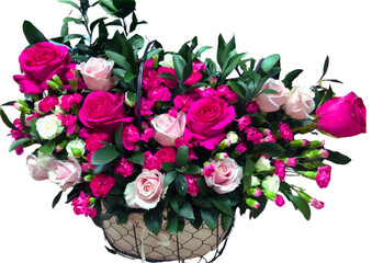 Vivid Blooming Rose Basket