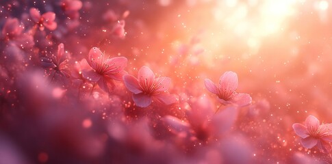 Spring blossom magic cherry flowers in nature's embrace soft glow dreamy atmosphere