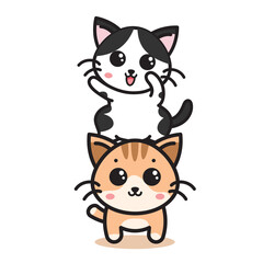 Cute cats cartoon illustration.