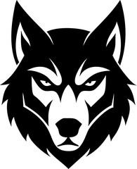 Abstract flat icon of wolf head, clean vector design for tech companies and creative studios.
