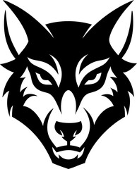 Wolf head flat icon design in minimalist style, suitable for t-shirts, labels, and digital logos.